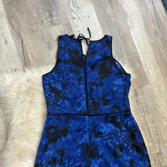 Banana Republic Kristi Blue Black Floral Print Tie Racerback Midi Dress sz 8 - Picture 7 of 10